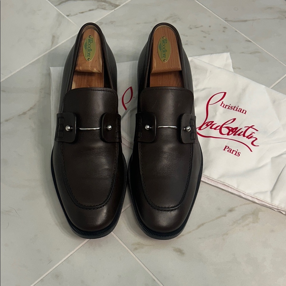 Christian Louboutin Dark Brown Leather Loafers